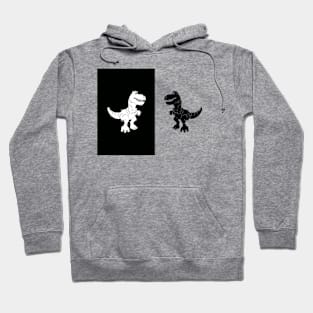 cute monochrome dinosaur illustration for kids high contrast card Hoodie